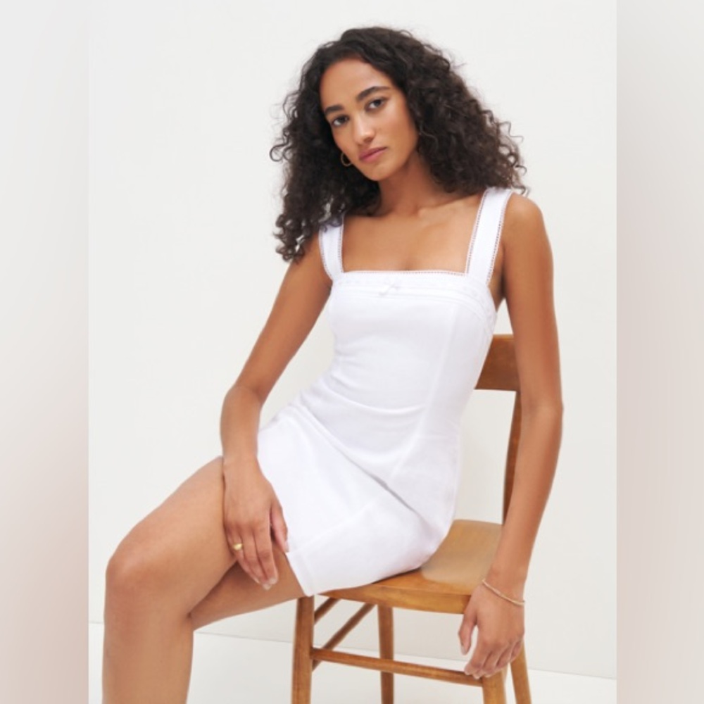 Reformation Elana White Linen Dress